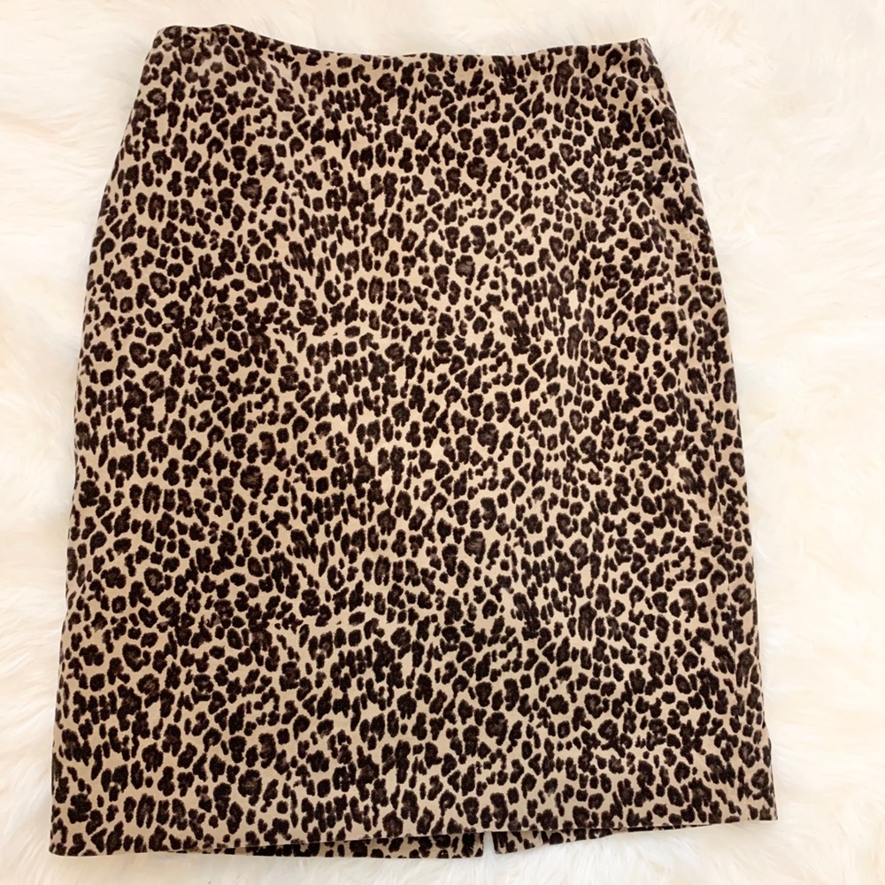 Talbots | Cheetah Print Faux Velvet Skirt
